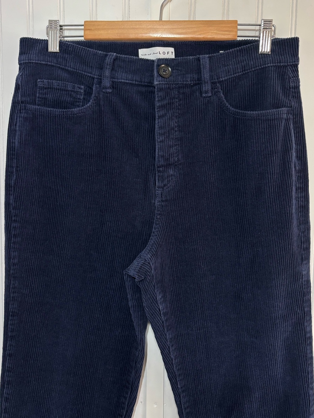 LOFT Women’s Navy Blue Corduroy Straight Leg Pants Size 10 / 30 - Picture 4 of 12